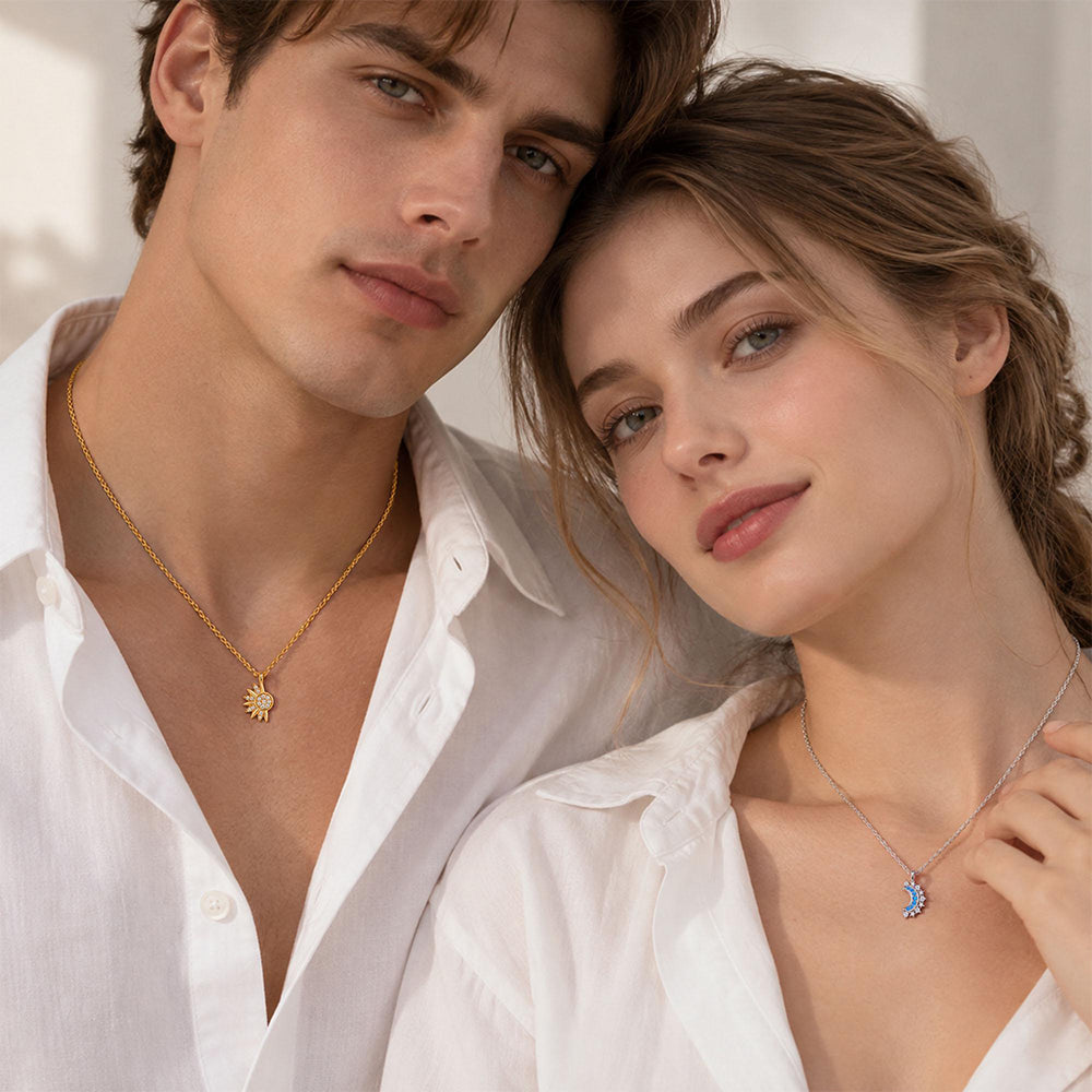 Sun and Moon Necklace,Magnetic Pendant Necklace for Couples
