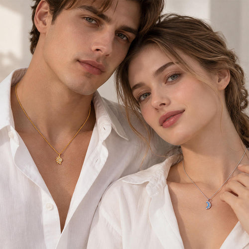Sun and Moon Necklace,Magnetic Pendant Necklace for Couples